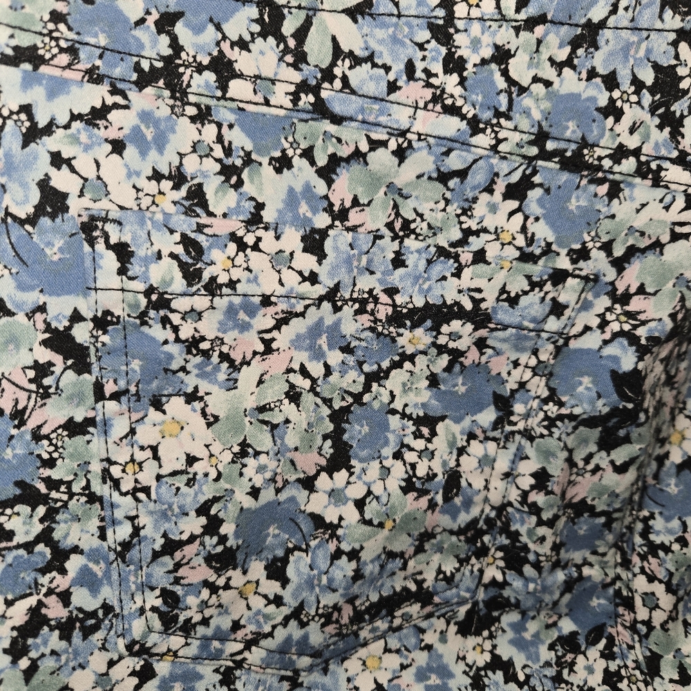 Terra & Sky NEW Plus Size Floral Ankle Pants Blue Daisy Print High Rise - Picture 9 of 11